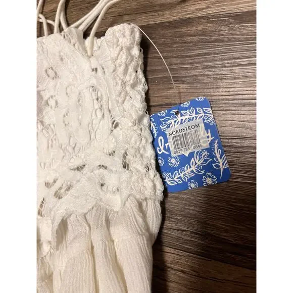 NWT Free People Adella Lace Cami Ivory Boho Peplum Crochet Tank Small Coquette - Picture 6 of 15